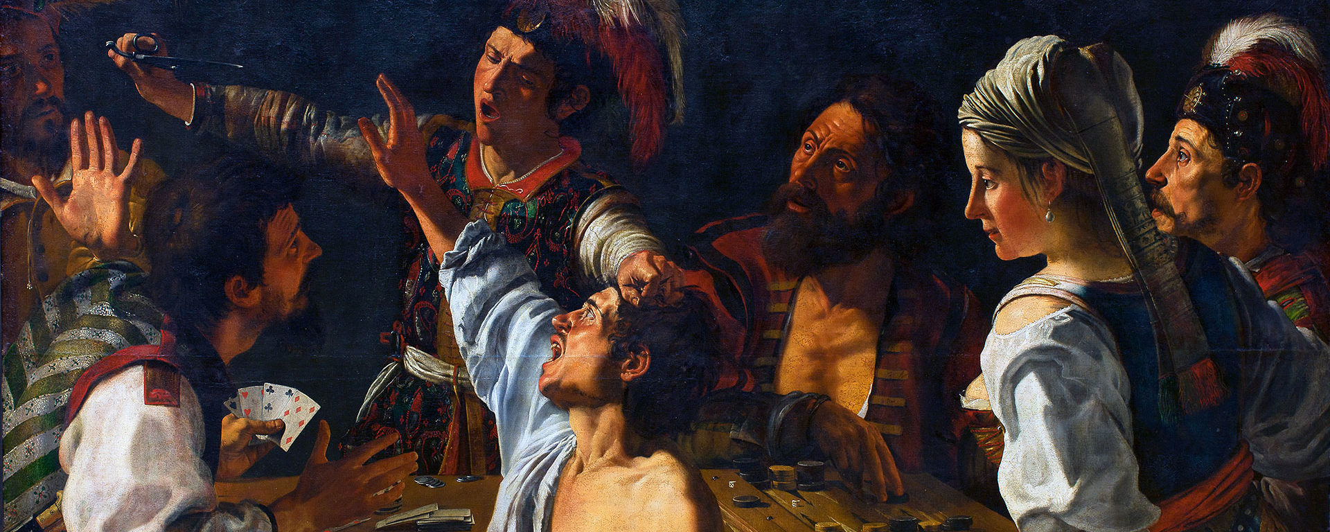 Theodoor Rombouts "Card and backgammon players. Fight over cards."